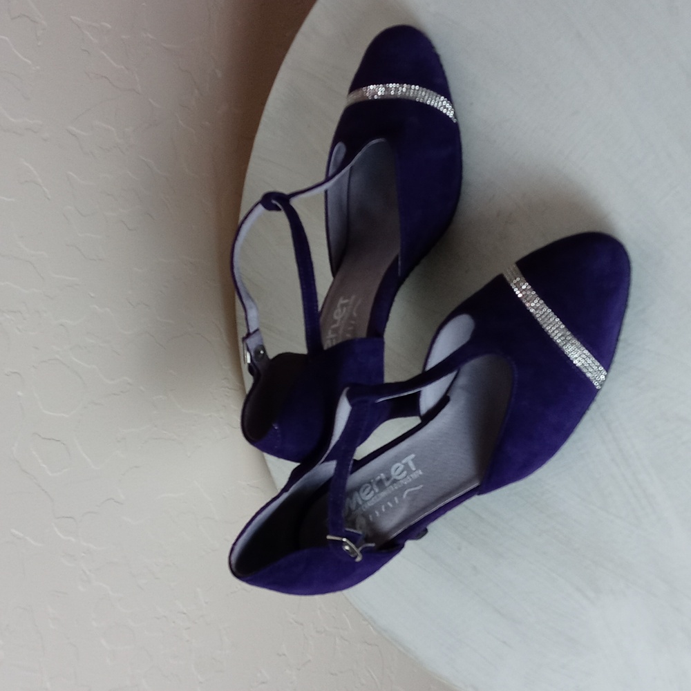 Merlet Bejeweled T Strap Suede Dance Shoes